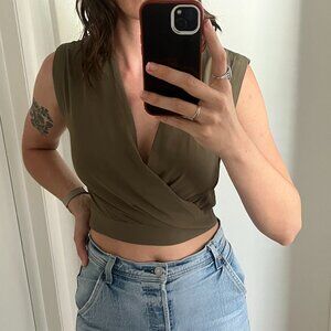 Army Green Crossbody Crop Top